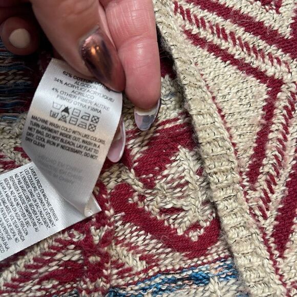 Lucky Brand Hippie Boho Chic Open Front Hooded Cardigan Sweater Size Large - Picture 5 of 7